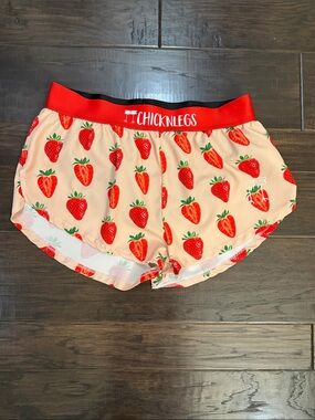 ChicknLegs Red Strawberry Print Athletic Shorts